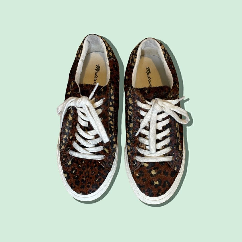Madewell Low Top Sneakers in Painted Leopard Colorblock Calf Hair - Picture 9 of 14